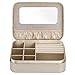 B.Catcher Jewelry Box for Women Small and Portable Golden PU Leather Jewelry Travel Case
