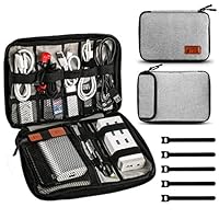 HENMI Universal Travel Cable Organizer Bag Electronic Accessories Carry Case Box with 5pcs Cable Ties,Gray