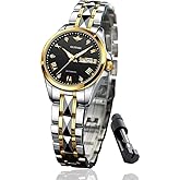 OLEVS Automatic Watches for Women Two Tone Gold and Silver Ladies Small Wrist Watches Luxury Diamond Dress Mechanical Waterproof Stainless Steel Date