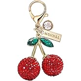 MONNEL MC547 Crystal Big 3D Cherry Lobster Clasp Charm for Women with Velvet Bag (Red,1 Piece)
