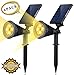 Solar LED Lights - (2 Pack) [3rd Generation] Siensync(TM) 2-in-1 Solar Powered Outdoor Spotlight (Warm White LEDs) for Landscape Lighting Waterproof Wall Light Bulb Driveway Yard Lawn Pathway Garden