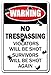 NO TRESPASSING Sign Violators Will Be Shot do not enter | Indoor/Outdoor | 12