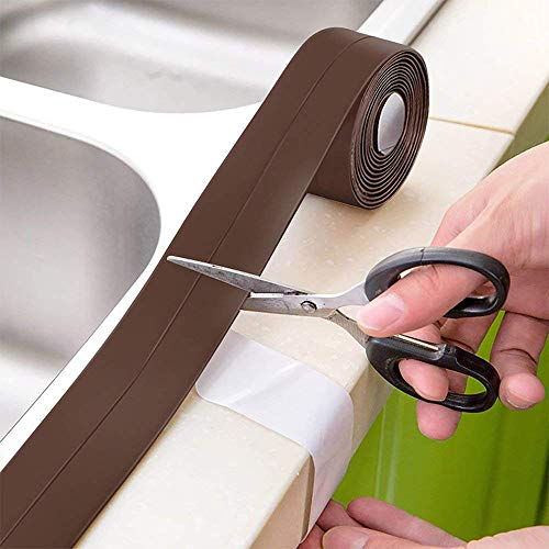 Bathtub Wall Caulk Strip PE Self Adhesive Waterproof Sealing Tape Strip Caulk Sealer Decorative Trim for Kitchen Bathroom Shower Toilet Wall Corner 38mm3.2m-(Coffee)