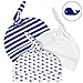 Tot Spot Baby Newborn Baby Hat/Beanie/Cap with Knot for Boys Girls 0-6 Months 100% Pure Organic Cotton GOTS Certified for Autumn Winter Summer ((Pack 3) Blue, White, Whale)