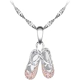 Gemschest 925 Sterling Silver Dance Recital Gifts for Girls Ballerina Necklace Jewelry Cubic Zirconia Ballet Slippers Shoes Necklace for Women Teen Little Girl & Dancer 18"
