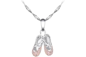 Gemschest 925 Sterling Silver Dance Recital Gifts for Girls Ballerina Necklace Jewelry Cubic Zirconia Ballet Slippers Shoes Necklace for Women Teen Little Girl & Dancer 18"
