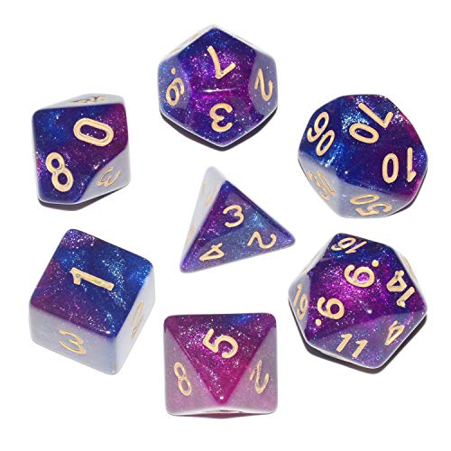 DND Dice 7Pieces, Cosmic Purple Blue Mixed