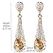 Calors Vitton Gold Plated Full Rhinestone Cubic Zircon Long Water Drop Earrings for Women Champagne 4706
