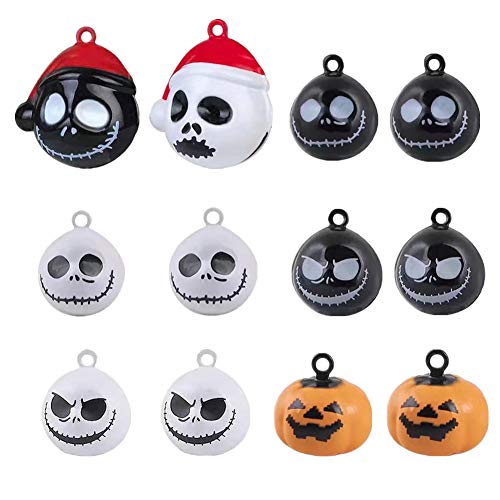 Zafina Jack Skellington Halloween Bells Nightmare Before Christmas Pumpkin Copper Bell Pet Collar Ghost Skull Bells Pet Puppy Kitten Cat Decorations Pendants
