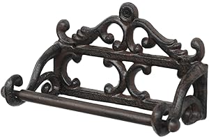 Vintage Style Iron Toilet Paper Holder Wall Mounted for Bathroom Kitchen with Strong Cast Iron Construction and Classic Rusti