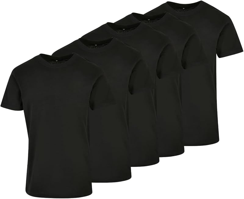 Pacote de T-shirts Básicas de Gola Redonda Masculina de 1/3/5