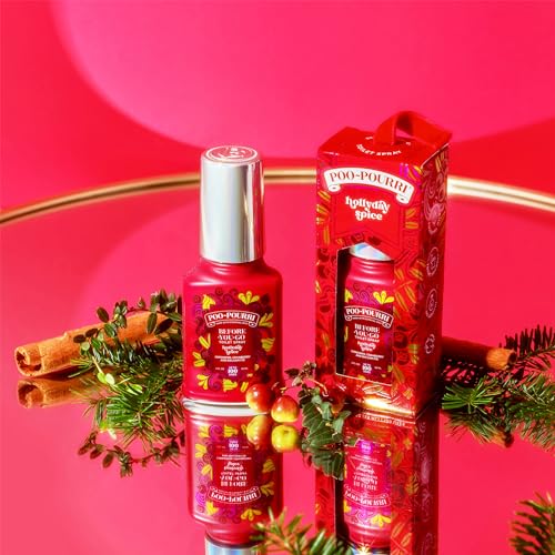 POO-POURRI BEFORE-YOU-GO TOILET SPRAY, HOLLYDAY SPICE, 2 FL OZ – CRANBERRY, CINNAMON, AND BALSAM FIR, 1 COUNT (PACK OF 1)