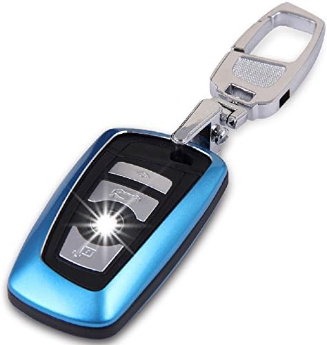 Easy Inn Aluminum Car Key Shell Remote Key Fob Case With Car Key Chain, Key Fob Covers Replacement for BMW 525LI/320/X1/X3/X4/X5/X6