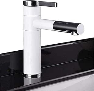 LFDHSF Grifos de Cascada Elegante Grifo de Pintura Blanca para Lavabo