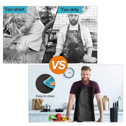 Gotega Waterproof Rubber Vinyl Apron Adjustable Dishwasher Apron - Apron for Women Men Heavy Duty Work Apron