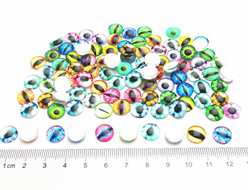 Dandan DIY 40pcs 10mm/0.4'' Assorted Colors Cool Eye Glass Resin Flatback Flat Backs Glass Dragon Cat Eyes Phonecover Scrapbooking Diy Handmaking Craft Supply (10mm/0.4'')