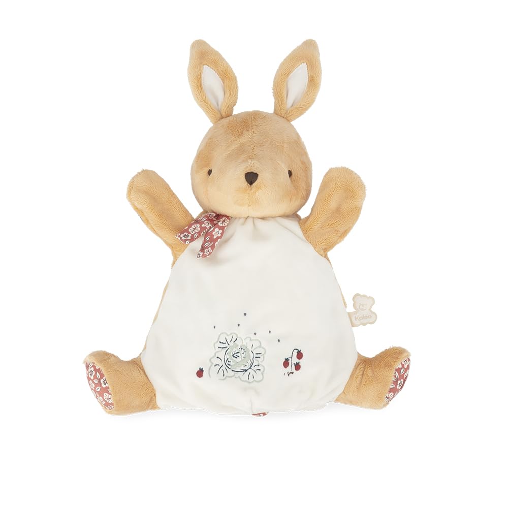 Kaloo - Petites Chansons - Cinnamon Rabbit Puppet Plush - Baby’s Soft Toy - 24 cm Hand Puppet Plush - Early-Learning Toy - 0 Months +, K210005