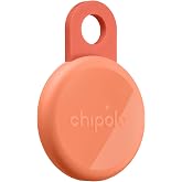 Chipolo Loop &ndash; Rechargeable Bluetooth Tracker for Key and Item Locator | Compatible with Apple or Google, Call Your Phone &amp; Out of Range Alerts for Android (Coral)