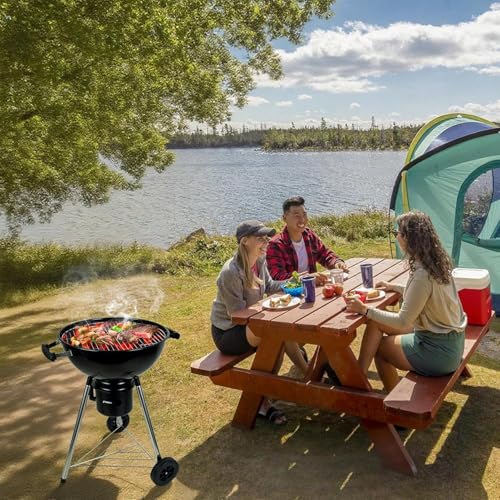 Homodoskey Charcoal BBQ Grills 19" (48 cm) Kettle Grill with Lid and Large Ash Collector, Outdoor Grill