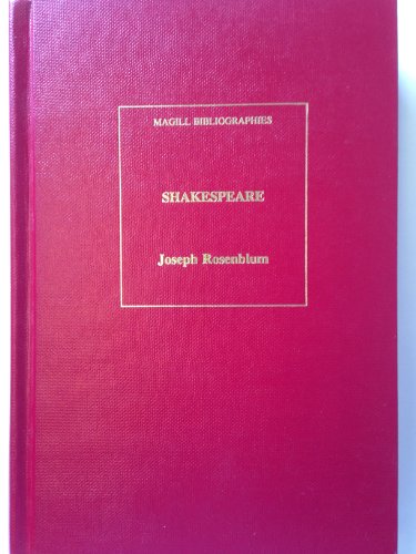 Shakespeare: An annotated bibliography (The Magill bibliographies) by Joseph Rosenblum (Hardcover)