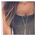 CULOVITY Simple Long Necklace Y Layer Vertical Bar Pendant Necklaces Lariat Chain Polished Jewelry for Women Silver Tone Adjustable