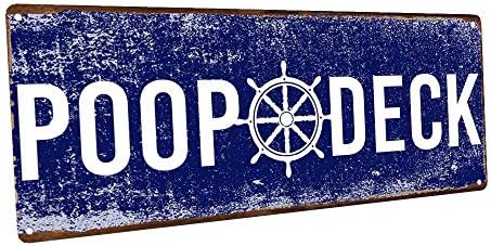 Homebody Accents Poop Deck 6"X16" Metal Sign; Bath Boat And Nautical Wall Decor