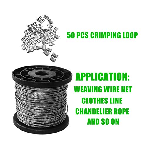 1/16 Inch Vinyl Coated Wire Rope Kit,330 Feet Stainless Steel 304 Wire