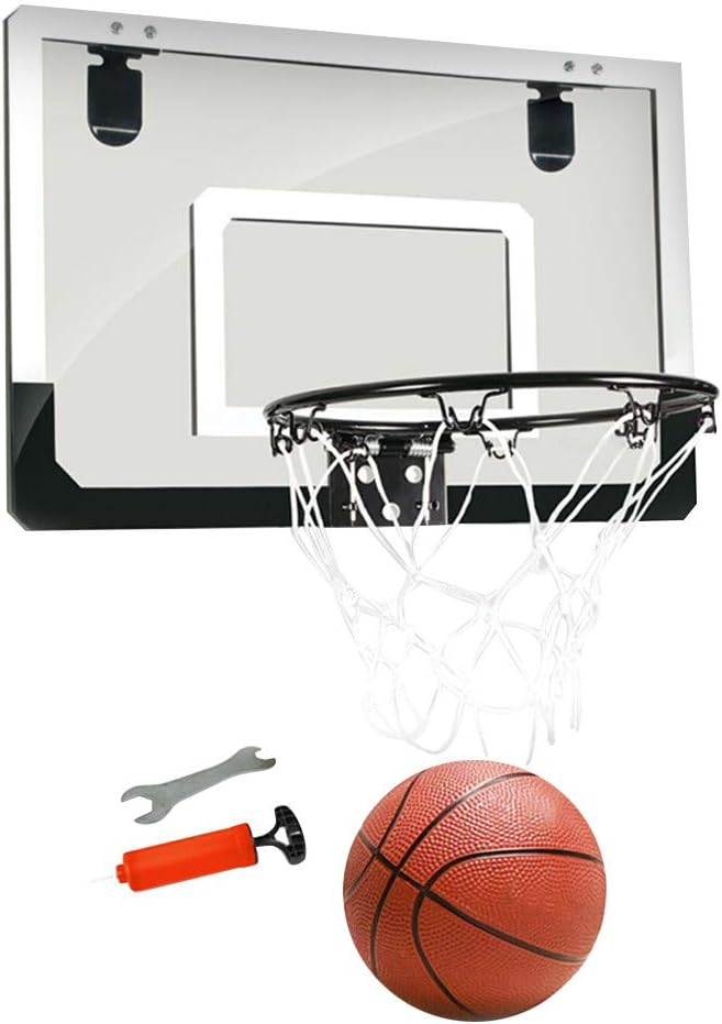 Panzisun Mini Basketball Hoop with Ball Pump Over-The -Door Small Basketball Toy Set Ball Match Game Supplies for Dorm Bedroom Game Room Office Gifts Chirldren Kids Adults (A)