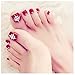 LuckySHD 24Pcs 3D Red Toenail Art with Bling Jewelry Glitter Rhinestone Decor Toe Nail Tips Pre Designed Artificial Toe Nails