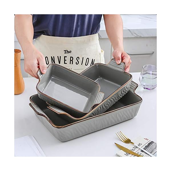 KOOV Bakeware Set, Ceramic Baking Dish Set, Rectangular Casserole Dish
