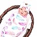 Galabloomer Baby Sleep Swaddle Blanket Large and Bow Headband Set 47 inch X 47 inch Feather