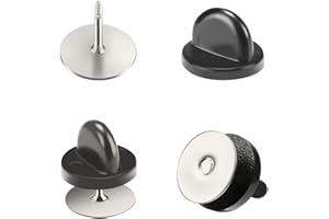 KASBEE Tie Tacks Blank Pins with PVC Rubber Pin Backs, 50 Pairs Locking Clasp for Badge Insignia DIY Crafts