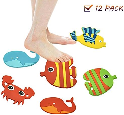 kupik Non-Slip Bathtub Stickers. 12 Large Sea Creature Decal Treads. Eco-Friendly Silicone Non Slip. Longest Lasting Anti-Slip. for Bathroom Bathtub Floor Safety