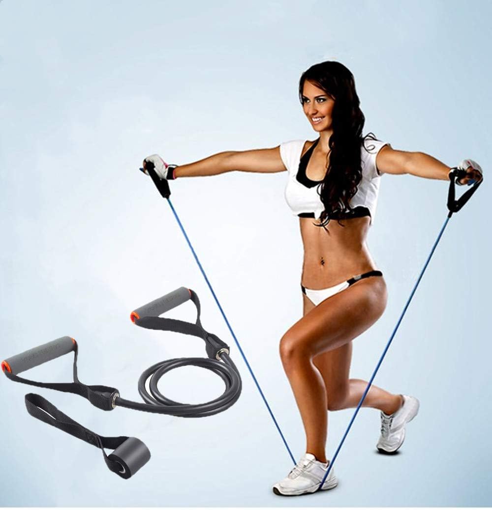 TOCO FREIDO Single Resistance Bands, Workout Bands with Handles and The Exercise Bands with Door Anchor, Suitable for Resistance Training, Physical Therapy, Home Workouts, Boxing Training