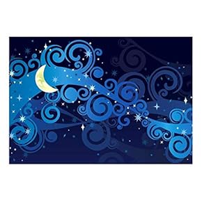 Wall26 - Beautiful Illustration of Swirls and a Nighttime Sky- Wall Mural, Removable Sticker, Home Decor - 66x96 inches