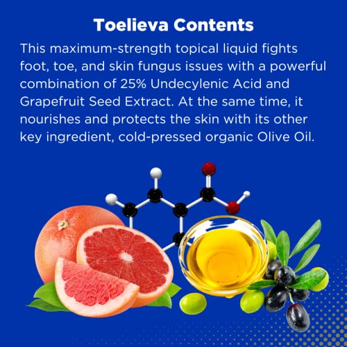 Baar Products Toelieva Antifungal Liquid Solution 25 Undecylenic Acid, Organic Olive Oil