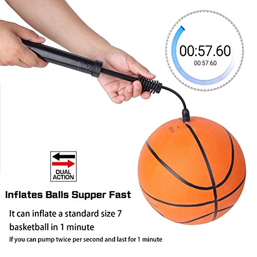 PROHAPI Dual Action Ball Pump with 8 Steel Pump Needles, 9.4 Inches Hand Air Pump for Fast Inflating for Balls- Best for Soccer, Basketball and Other Inflatable Sports Balls, 2 Pack