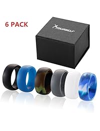 SYOURSELF Silicone Wedding Ring Band for Men or Women-4 or 6 Pack-Safe Flexible Comfortable Medical Grade Love Rings- Fit for Sports, Outdoors+Gift Box