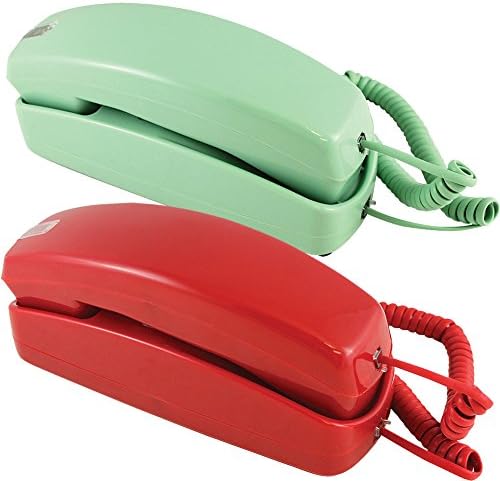 (Set) Trimline Green & Red Phones - Design From 60s With Modern Electronics