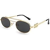 Dollger Retro Oval Sunglasses for Women Double Bridge Trendy Gold Frame Small 90s Designer Shades Sunglasses