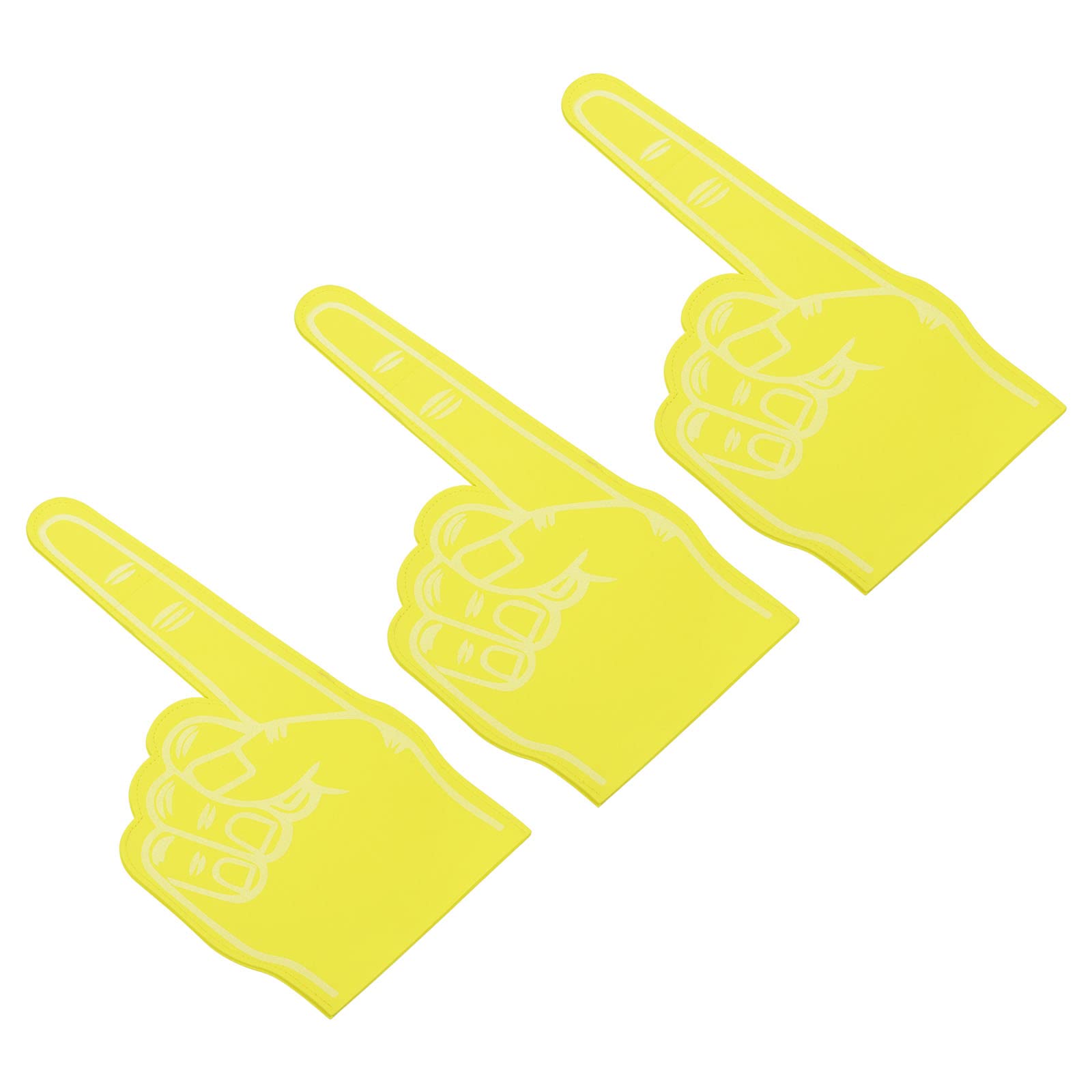 PATIKIL Foam Finger 18 Inch, 3 Pack Number 1 DIY Foam Hand Cheerleading for Athletics Sport Game Events, Yellow