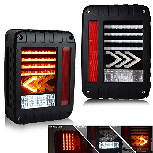 Uni Filter DOT Jeep Wrangler LED Tail Lights Turn Singal Brake Light Reverse Lamp DRL Parking Stop BackUp Lamp Clearance Side Marker For 2007-2017 Sport Sahara Unlimited Rubicon Hard Rock JKU JK
