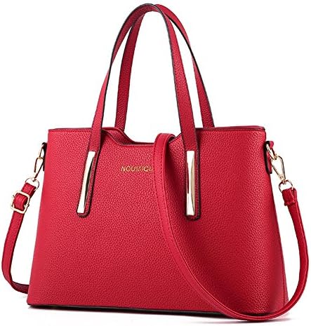 LIZHIGU Womens Leather Shoulder Bag Top-handle Handbags Tote Purse Bags For Girls Office Ladies Wine Red