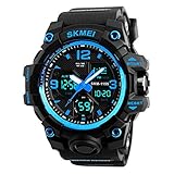 SKMEI Men's SK1155C Multifunctional Outdoor Sports Dual Time Analog Digital Wrist Watch Blue