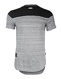 ZIMEGO Men's Short Sleeve Semi Longline Round Bottom Hip-hop Hipster T-Shirts (Large, ZFSS458-FBAmazon)