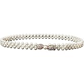 HSQYJ Pearl Elastic Chain Belt Adjustable Stretchy Metal Crystal Flower Buckle Waist Belt Western Body Jewelry for Women Girl