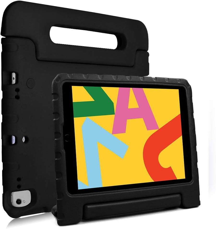 REGOKI iPad 10.2 2020 2019 / iPad Air 3rd Generation 10.5" 2019 / iPad Pro 10.5inch 2017 Case, Lightweight Kids Friendly Handle Stand Cover fit iPad 7th & 8th Gen 10.2inch 2019 & 2020 Released (Black)