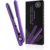 Evalectric Classic Styler 1.25 Inch Ceramic Flat Iron - Purple | Dual Voltage Hair Straightener - Ceramic Floating Plates - Negative Ion Technology - Heats upto 460 F - Travel Friendly