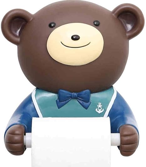 Amazon Co Jp 家庭用多機能ペーパーロールホルダー かわいいクマの創造的なティッシュホルダー パンチのないトイレットペーパーホルダー 壁掛け式トイレットペーパーディスペンサー 防水バスルームトイレットペーパーホルダー Color Brown Size 21 15 21cm