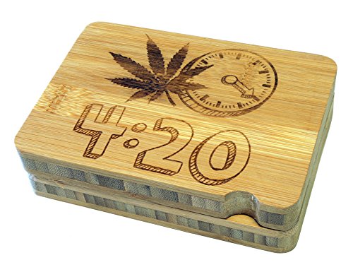 Micro Crusher High Quality Two Piece Megnetic Bamboo Rolling Tray - Leaf Time Design - Item # RT-003